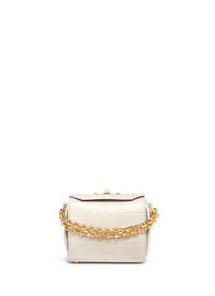 Main View - Click To Enlarge - ALEXANDER MCQUEEN - 'Box Bag 16' in croc embossed calfskin leather