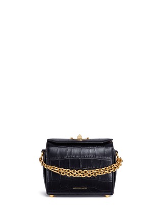 Main View - Click To Enlarge - ALEXANDER MCQUEEN - 'Box Bag 19' in croc embossed calfskin leather