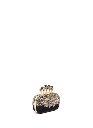 Figure View - Click To Enlarge - ALEXANDER MCQUEEN - Swarovski crystal eagle wing satin pyrite stone knuckle clutch