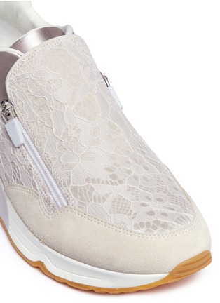 Detail View - Click To Enlarge - ASH - 'Look Face' satin and lace zip sneakers
