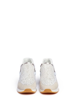 Front View - Click To Enlarge - ASH - 'Look Face' satin and lace zip sneakers