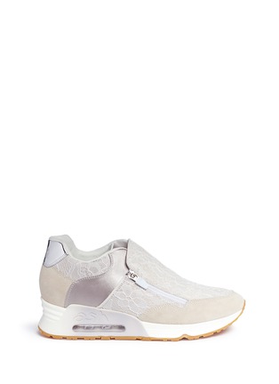 Main View - Click To Enlarge - ASH - 'Look Face' satin and lace zip sneakers
