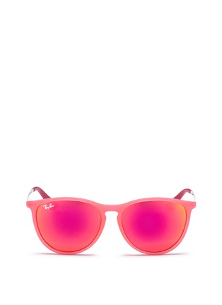 Main View - Click To Enlarge - RAY-BAN - 'Izzy' rubberised frame metal temple junior mirror sunglasses