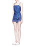 Front View - Click To Enlarge - ALICE & OLIVIA - 'Rosetta' belted chambray rompers