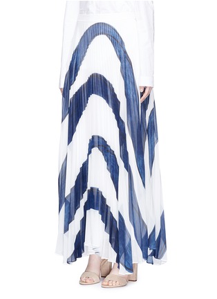 Front View - Click To Enlarge - ALICE & OLIVIA - 'Shannon' stripe print plissé pleated chiffon skirt
