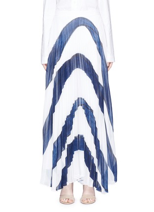 Main View - Click To Enlarge - ALICE & OLIVIA - 'Shannon' stripe print plissé pleated chiffon skirt