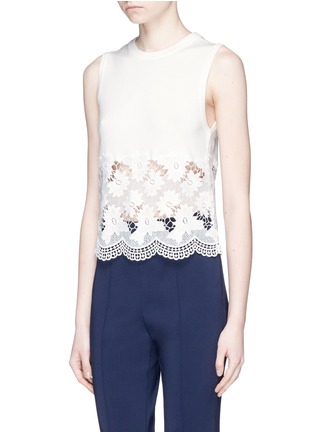 Front View - Click To Enlarge - ALICE & OLIVIA - 'Somer' guipure lace panel sleeveless knit top