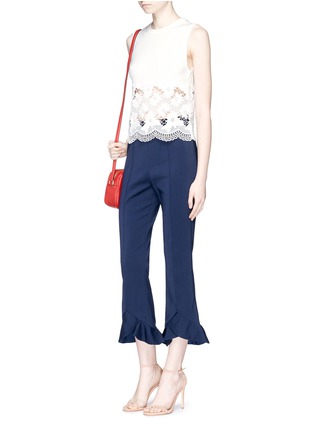 Figure View - Click To Enlarge - ALICE & OLIVIA - 'Somer' guipure lace panel sleeveless knit top