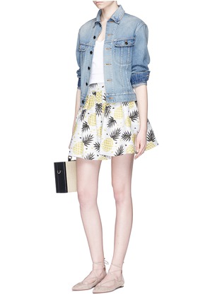 Figure View - Click To Enlarge - ALICE & OLIVIA - 'Fizer' pineapple jacquard pleated skirt