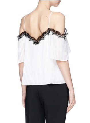 Back View - Click To Enlarge - ALICE & OLIVIA - 'Fefe' lace trim pleated cold shoulder top