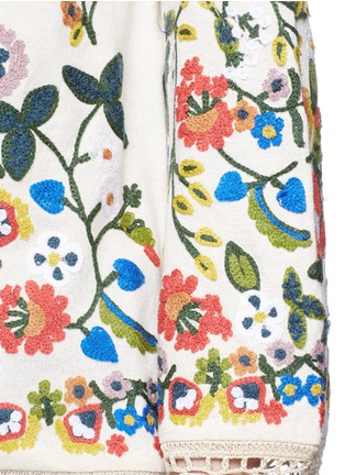 Detail View - Click To Enlarge - ALICE & OLIVIA - 'Lenora' pompom cuff floral embroidered sweater