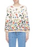 Main View - Click To Enlarge - ALICE & OLIVIA - 'Lenora' pompom cuff floral embroidered sweater