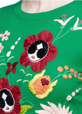 Detail View - Click To Enlarge - ALICE & OLIVIA - 'Connie Garden' Stace Face floral embroidered sweater