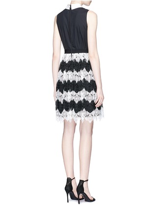 Back View - Click To Enlarge - ALICE & OLIVIA - 'Stari' crochet lace and poplin sleeveless dress