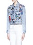 Front View - Click To Enlarge - ALICE & OLIVIA - 'Chloe' pin badge cropped denim jacket