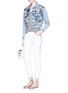 Figure View - Click To Enlarge - ALICE & OLIVIA - 'Chloe' pin badge cropped denim jacket