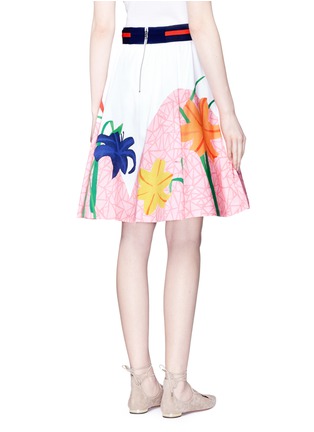 Back View - Click To Enlarge - ALICE & OLIVIA - 'Earla' bird and plant print flared skirt