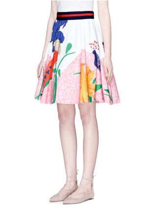Front View - Click To Enlarge - ALICE & OLIVIA - 'Earla' bird and plant print flared skirt