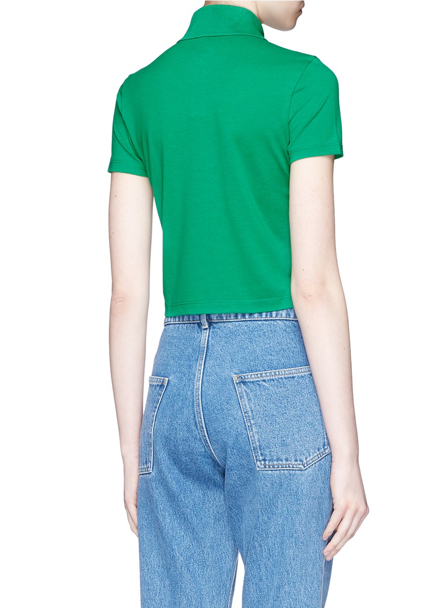 ALICE AND OLIVIA 'Erma' Stace Face Patch Cropped Polo Shirt | ModeSens