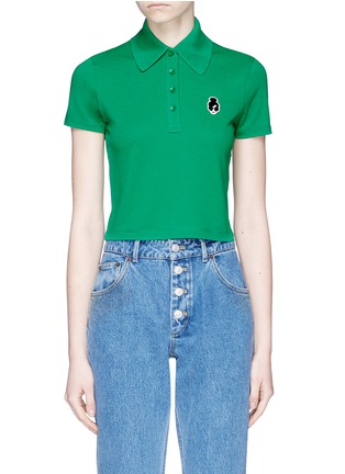 Main View - Click To Enlarge - ALICE & OLIVIA - 'Erma' Stace Face patch cropped polo shirt