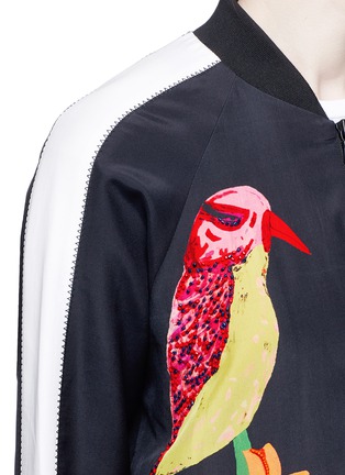 Detail View - Click To Enlarge - ALICE & OLIVIA - 'Felisa' bird and plant print silk bomber jacket