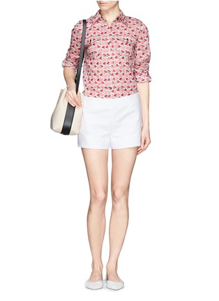 Figure View - Click To Enlarge - TORY BURCH - Notch cuff double weave cotton shorts
