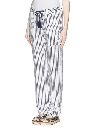 Front View - Click To Enlarge - TORY BURCH - Patch pocket wide leg linen pants