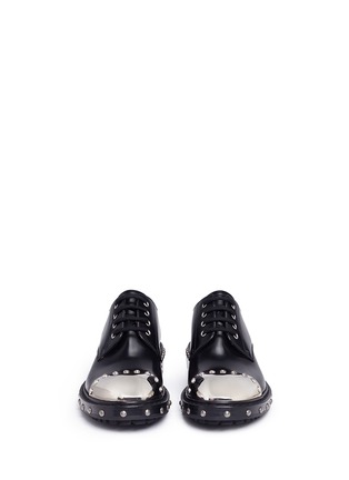 Front View - Click To Enlarge - ALEXANDER MCQUEEN - Hobnail metal plate leather Derbies