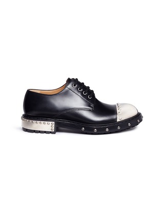Main View - Click To Enlarge - ALEXANDER MCQUEEN - Hobnail metal plate leather Derbies