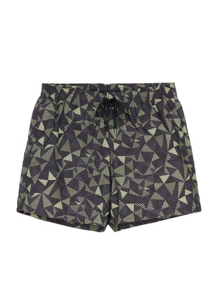 Main View - Click To Enlarge - DANWARD - Stripe triangle print swim shorts