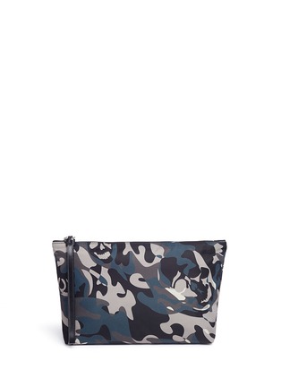 Main View - Click To Enlarge - ALEXANDER MCQUEEN - Camouflage and skull print medium nylon pouch