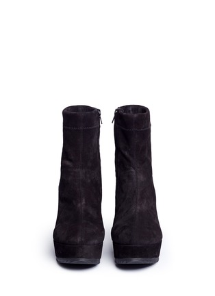 Front View - Click To Enlarge - PEDRO GARCIA  - 'Urika' stretch suede wedge boots
