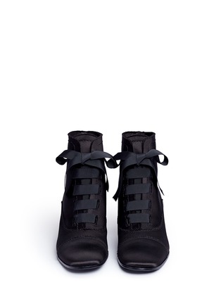 Front View - Click To Enlarge - PEDRO GARCIA  - 'Xeni' ribbon lace-up satin ankle boots