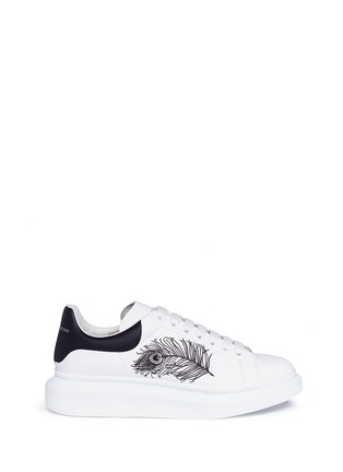 Main View - Click To Enlarge - ALEXANDER MCQUEEN - 'Oversized Sneaker' in leather with feather embroidery