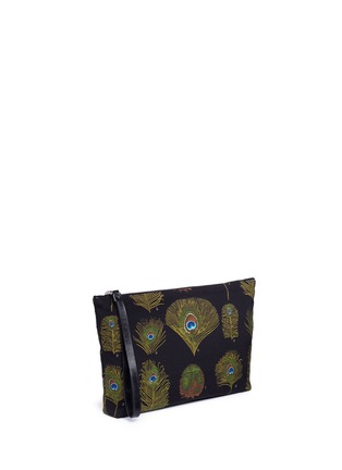 Detail View - Click To Enlarge - ALEXANDER MCQUEEN - Feather jacquard zip pouch