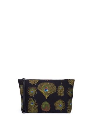 Main View - Click To Enlarge - ALEXANDER MCQUEEN - Feather jacquard zip pouch