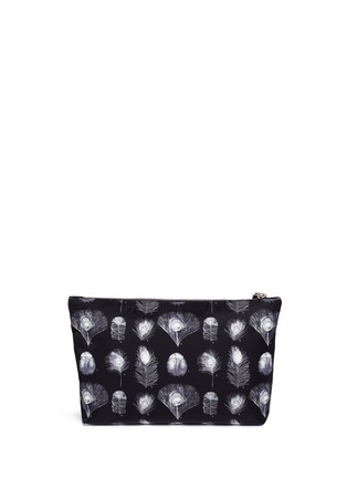 Detail View - Click To Enlarge - ALEXANDER MCQUEEN - Feather print nylon zip pouch