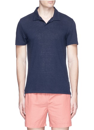 Main View - Click To Enlarge - ONIA - Linen blend polo shirt