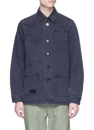 Main View - Click To Enlarge - 73088 - Contrast yoke herringbone shirt jacket