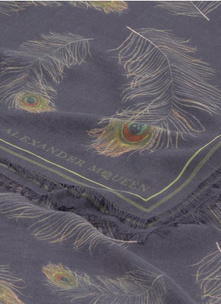 Detail View - Click To Enlarge - ALEXANDER MCQUEEN - Skull peacock feather print modal-silk scarf