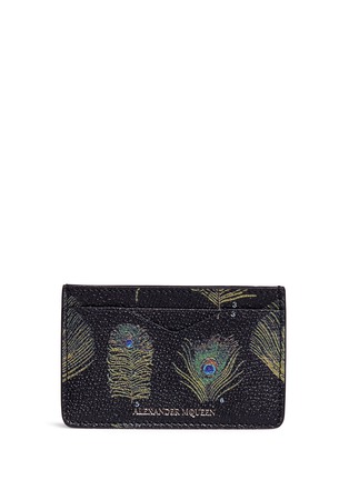 Main View - Click To Enlarge - ALEXANDER MCQUEEN - Peacock feather print leather card holder