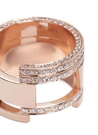 Detail View - Click To Enlarge - DAUPHIN - Diamond 18k rose gold wide cutout ring