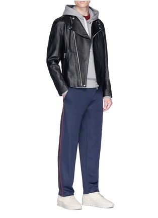 Figure View - Click To Enlarge - ACNE STUDIOS - 'Norwich' face patch stripe outseam track pants