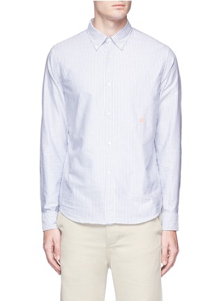Main View - Click To Enlarge - ACNE STUDIOS - 'Ohio' face patch stripe Oxford shirt