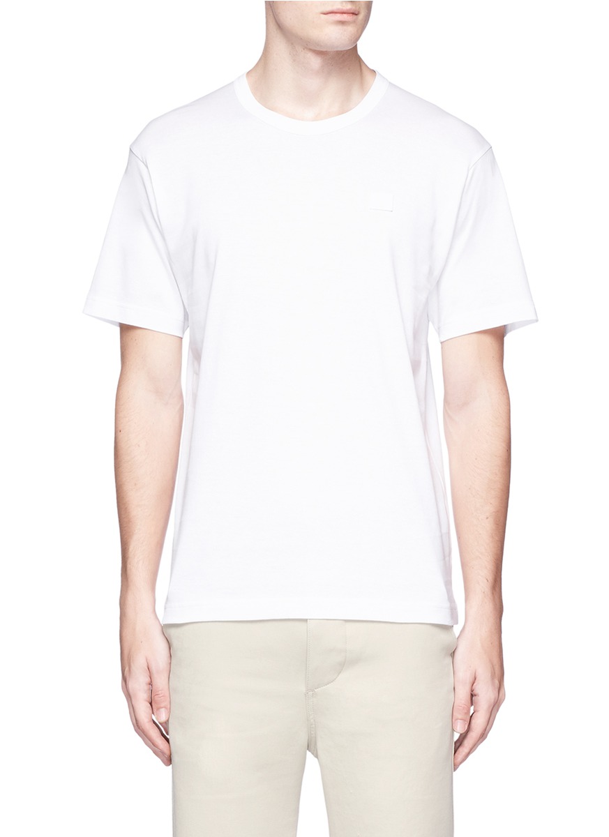 ACNE STUDIOS Nash Face Cotton-Jersey T-Shirt in White | ModeSens