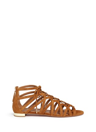 Main View - Click To Enlarge - AQUAZZURA - 'Ivy' caged suede sandals
