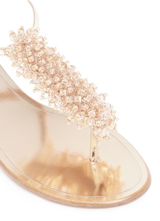 Detail View - Click To Enlarge - AQUAZZURA - 'Monaco' beaded mirror leather sandals