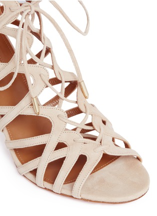 Detail View - Click To Enlarge - AQUAZZURA - 'Ivy 75' caged suede sandals