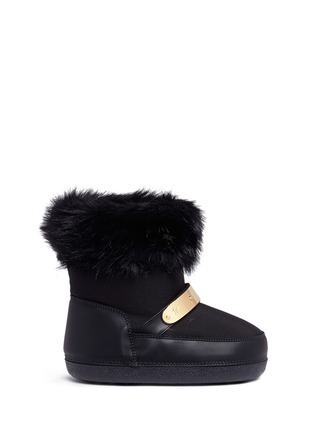 Main View - Click To Enlarge - 73426 - 'Sammy Junior' faux fur cuff leather kids boots