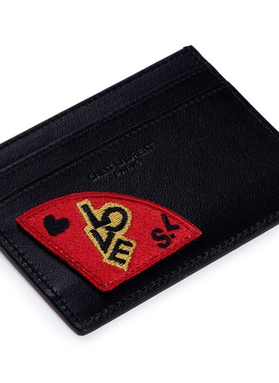 Detail View - Click To Enlarge - SAINT LAURENT - 'S.L Love' patch leather cardholder